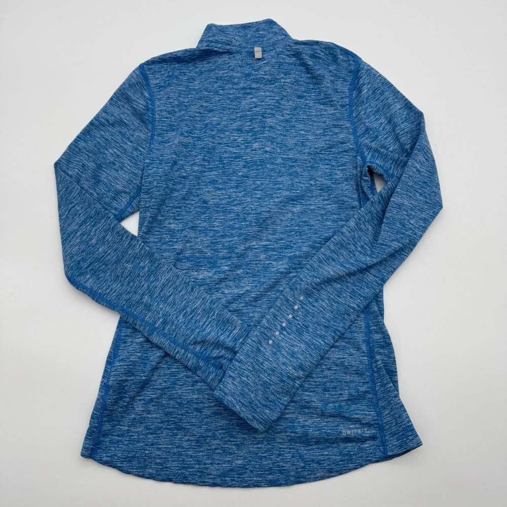 Nike Running Dri-FIT Womens XS Blue Space Dye 1/4 Zip Pullover Long Sleeve Top